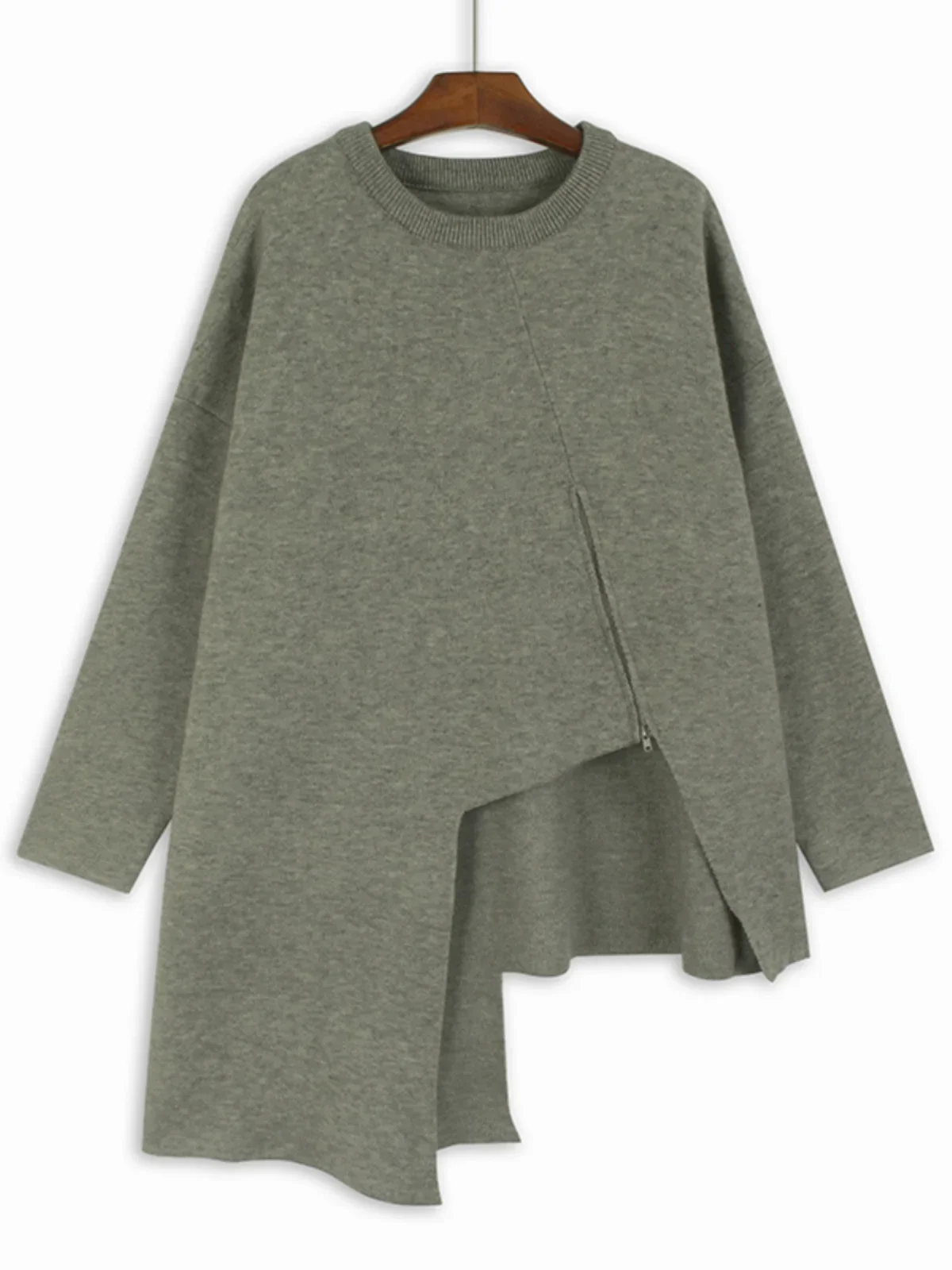 SuperAen корейский стиль модный дизайн асимметричный свитер на молнии женский