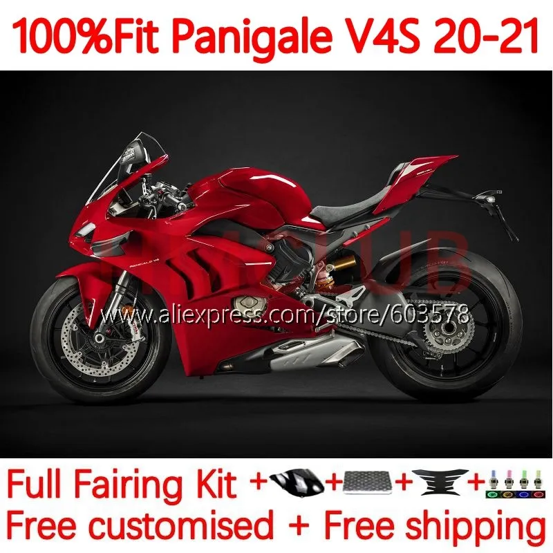 

100% Fit OEM Body For DUCATI Panigale V 4 V4 S R V4S V4R V4-S V4-R 20 21 V-4S 2020 2021 Injection Fairing 168No.2 factory red