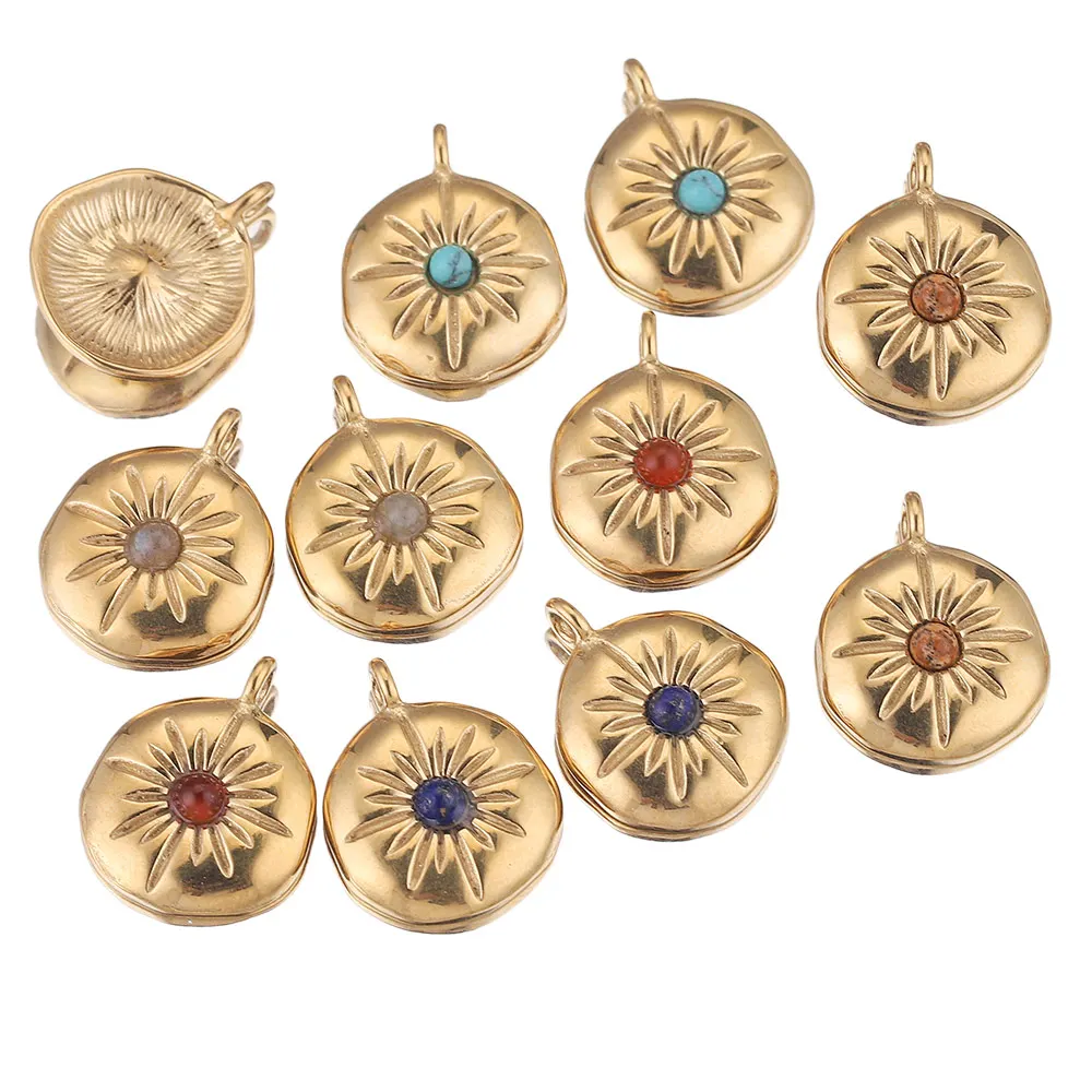 

5pcs Lot Wholesale Bulk Stainless Steel Gold Plated Boho Flower Earring Charms Dangles Pendants for DIY Necklace Jewelry Making