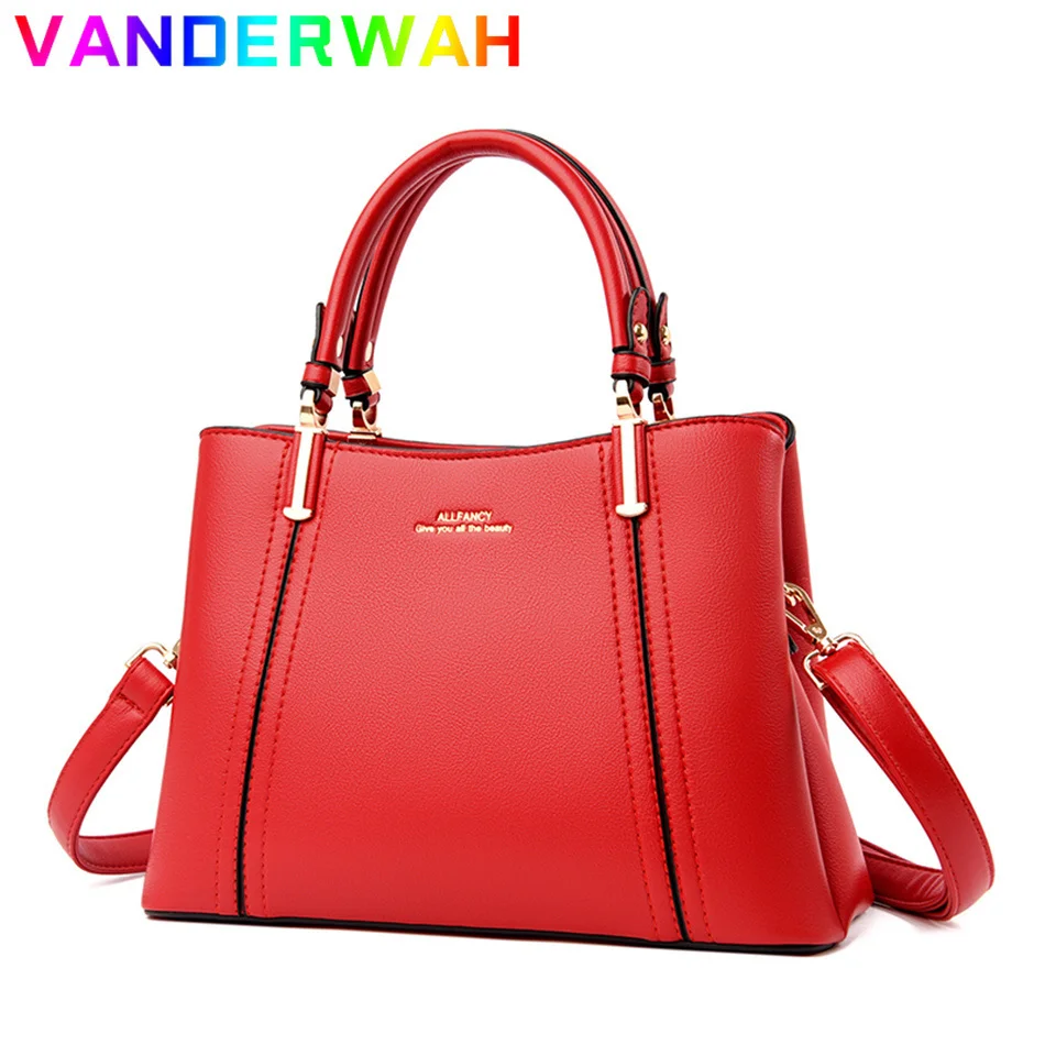 

Women's Soft Leather Handbags Designer Large Capacity Shoulder Bag For Women 2023 Red Wedding Crossbody Bag Top-Handle Sac Bolsa