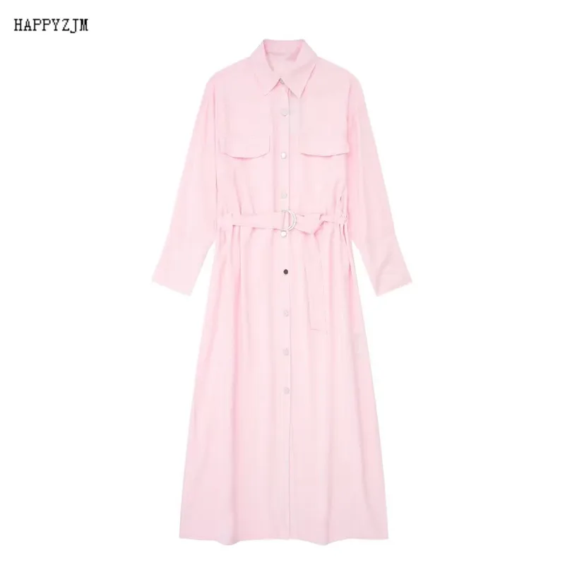 

Женское однобортное платье-рубашка средней длины, розовое повседневное праздничное платье с поясом, лето 2023