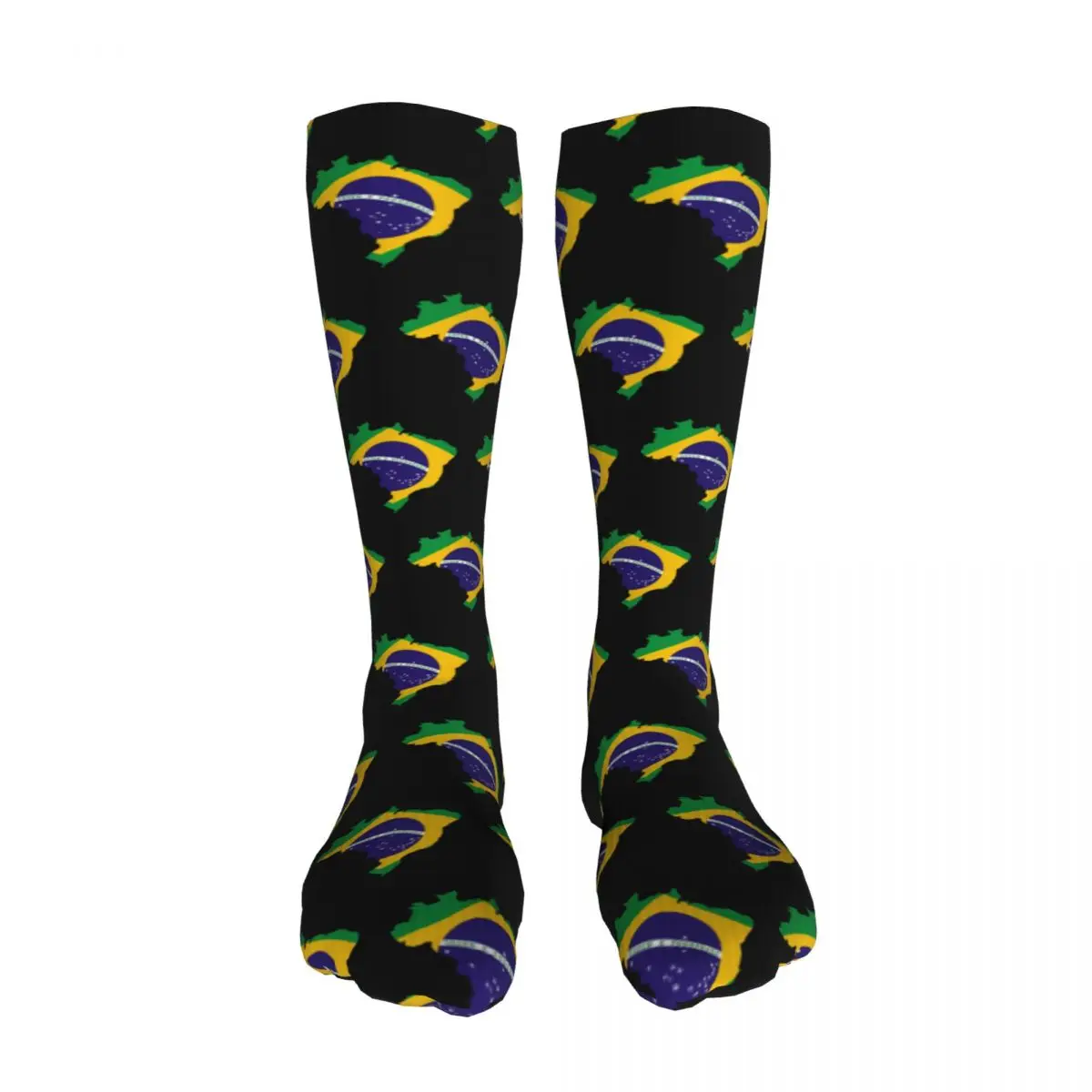 

Sale Brazil Flag Design Country South America Long Socks Harajuku Comfortable Breathable Happy Gift sockings For Unisex