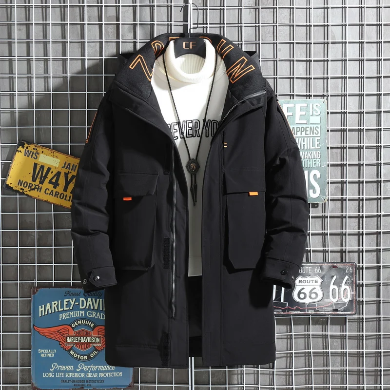 Warm and fashionable casual down jacket in autumn and winter Men's fashionable long work clothes Down jacket in Korean version 5