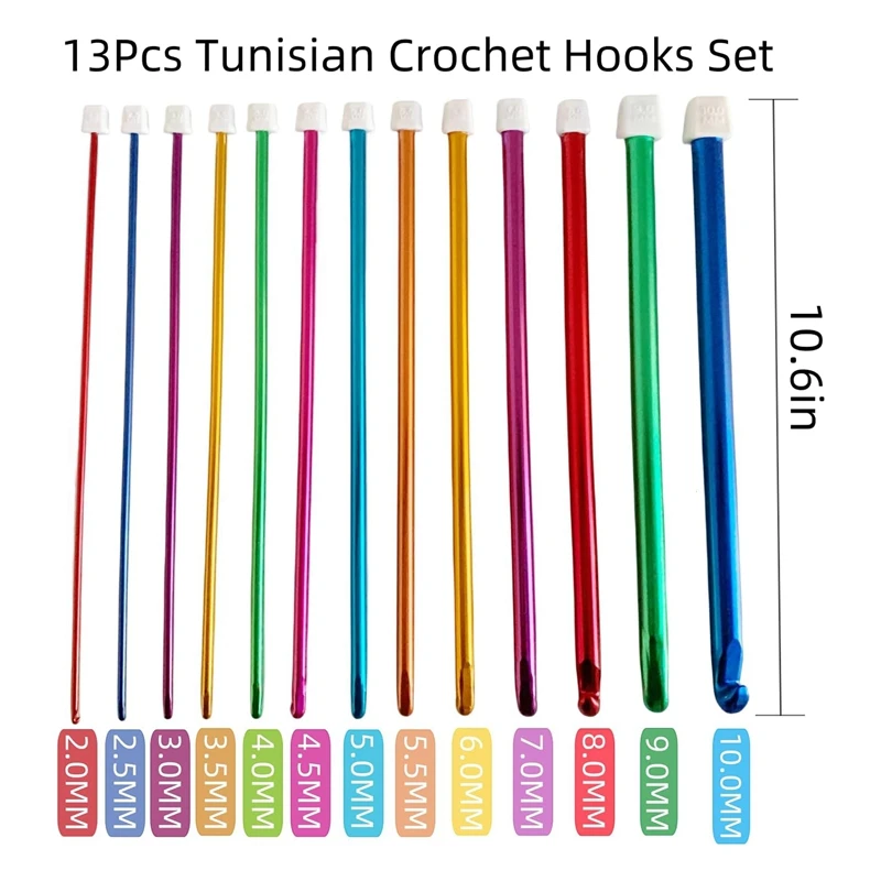 13 размеров (2-10 мм) Крючки для вязания 29 шт.