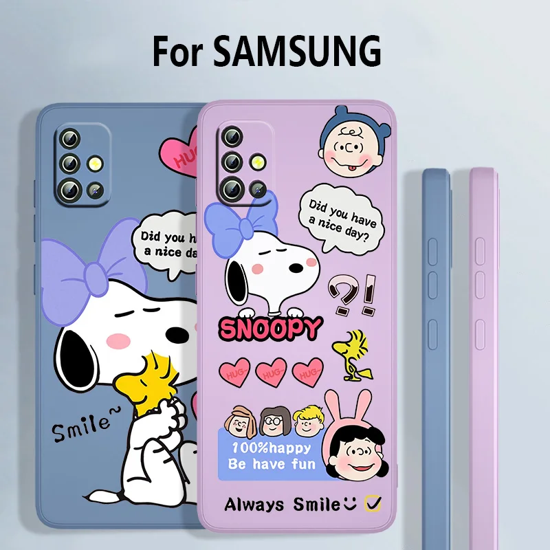 

EANUTS Snoopy For Samsung Galaxy A73 A72 A71 A53 A52 A51 A42 A33 A32 A31 A22 A21 A11 Liquid Rope Phone Case