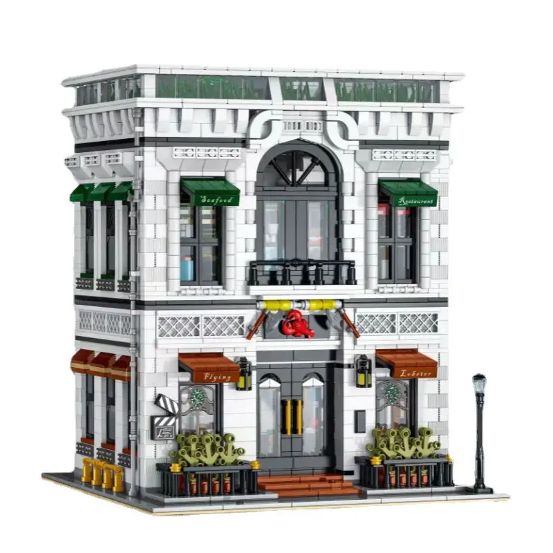 

City Street View Architecture Series Seafood Restaurant 'Flying Lobster' Modular Building Blocks 3846PCS Brick Toy Kids Gift Set