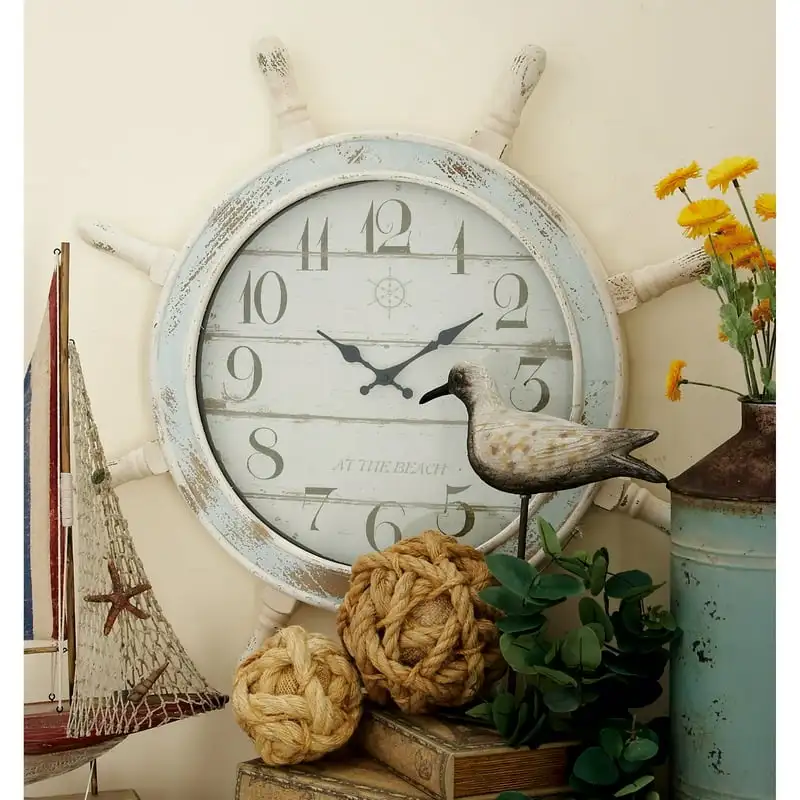

Coastal Anchor Inspired Nautical Wall Clock, 23"D