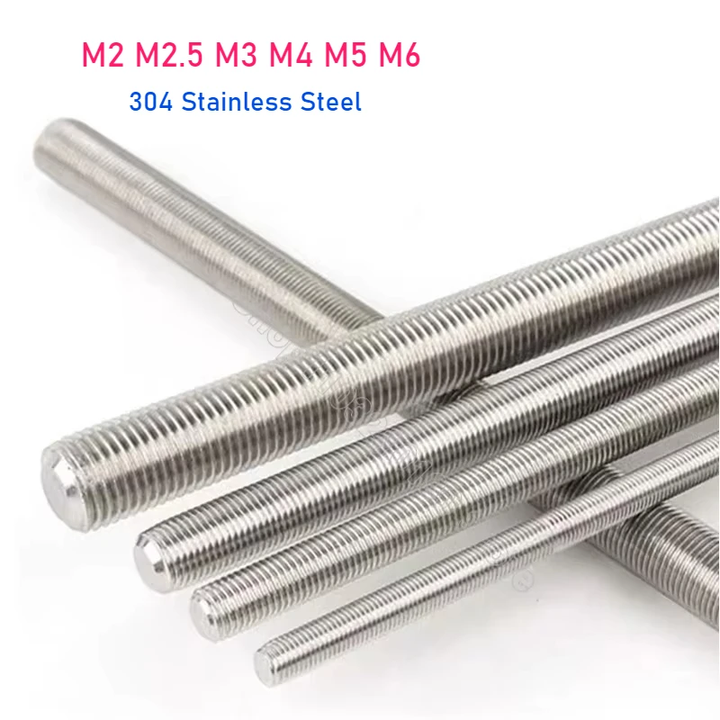 

M2 M2.5 M3 M4 M5 M6 304 Стержень из нержавеющей стали с полной резьбой Полностью метрические резьбовые стержни Винты стержня вала Длина 16 мм-500 мм
