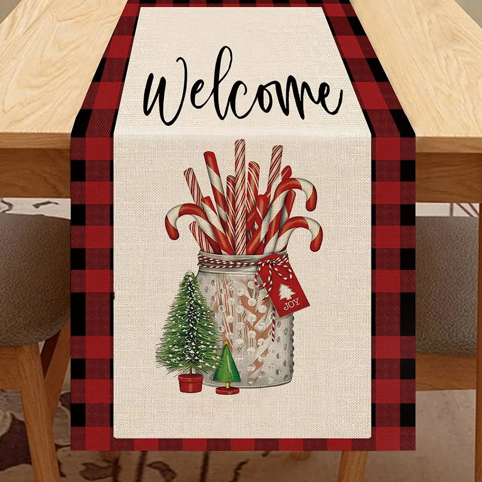 

Merry Christmas Decorations Tablecloth Table Runners Xmas Tree Printing 2022 New Year's Gift Dinning Table Bedroom Home Decor