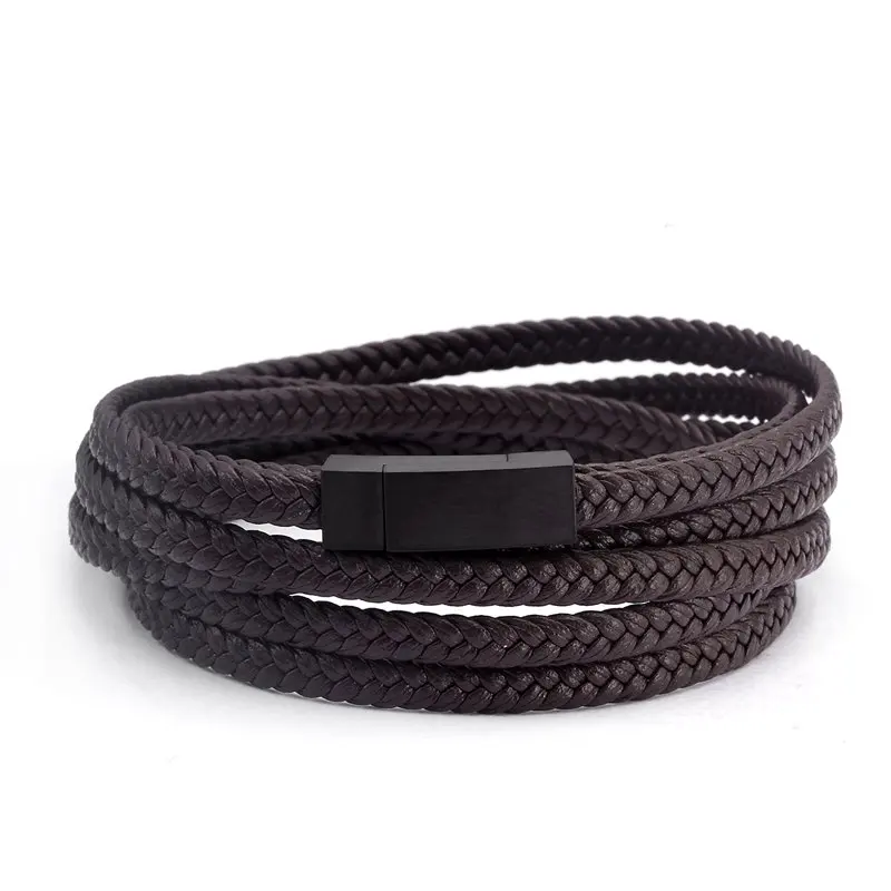 

60cm Size Smooth Frosted Brand Design Wrap Leather Bracelets Rope Chain Link Braided Men Women Charm Fashion Bracelets