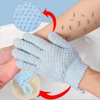 five finger bath nylon gloves blue pink strong mud rubbing towel painless jacquard women men double sided gloves