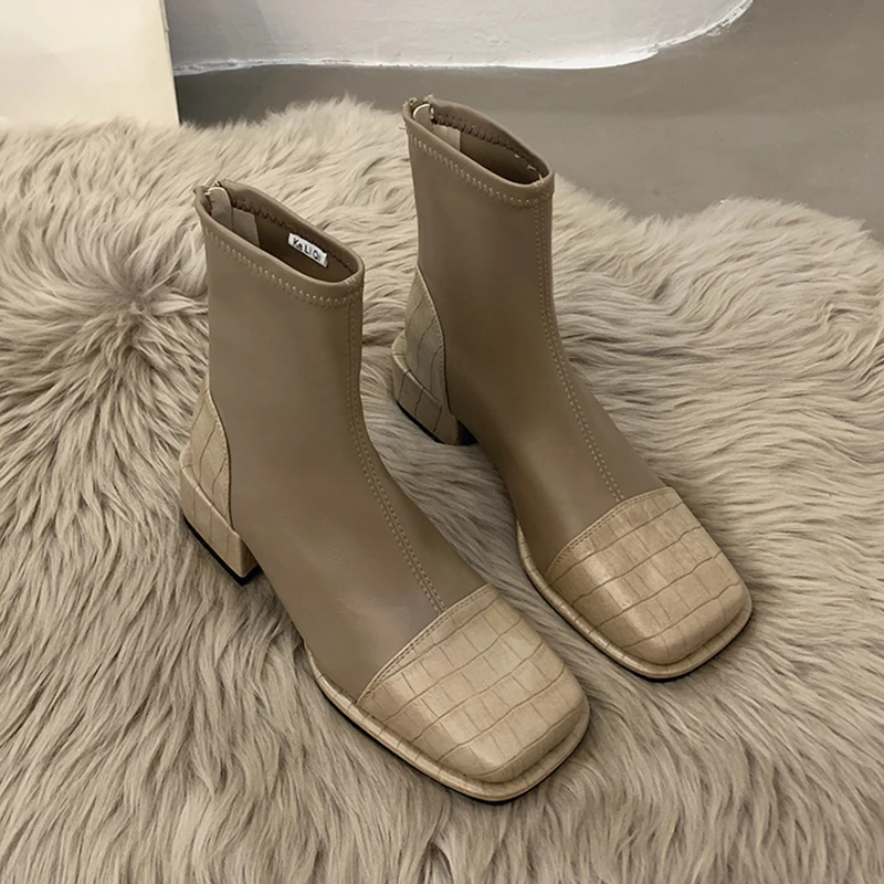 

Ботинки Челси, женские ботинки на среднем каблуке, новинка зимы 2022, модная обувь в готическом стиле с квадратным носком, повседневные женски...