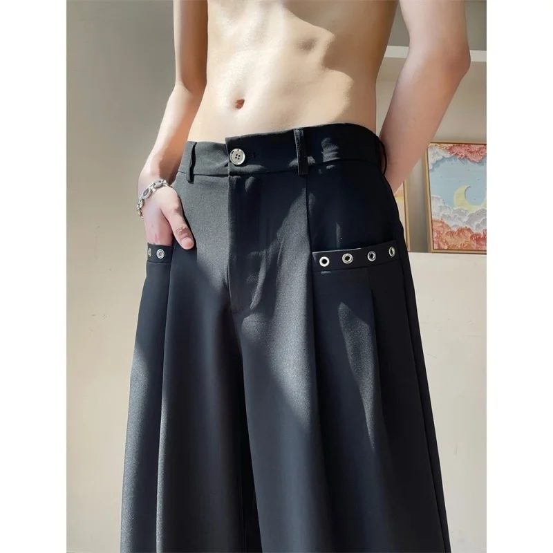 

Grey Black Oversized Suit Pants Men Fashion Society Mens Dress Pants Korean Loose Wide Leg Pants Mens Baggy Formal Trousers