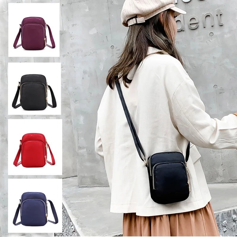 

Women Small Shoulder Bags Wallet Nylon Oxford Cloth Messenger Bag Zipper Cell Phone Handbags for Women Wrist Purse сумка женская