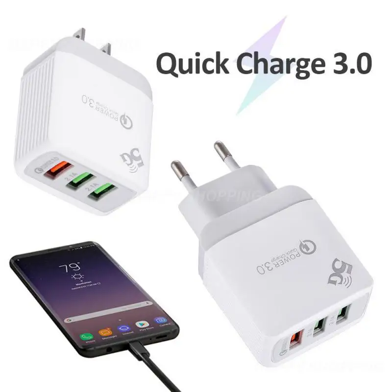 

QC3.0 3USB Quick Charger US EU UK Plug Wall Power Adapters Converters For Iphone Oppo Accessories For Mobile Phone