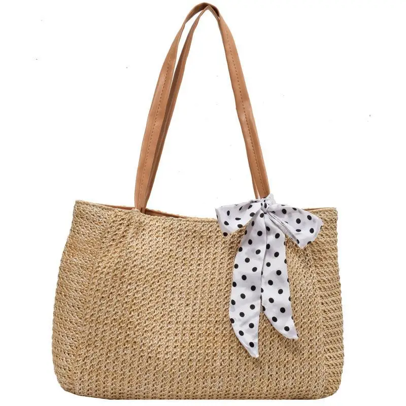 

Summer Large Capacity Bag Women 2023 New Fashion Tote Bag Shoulder Bag Magnetic Buckle Fashion Straw Handbag Women