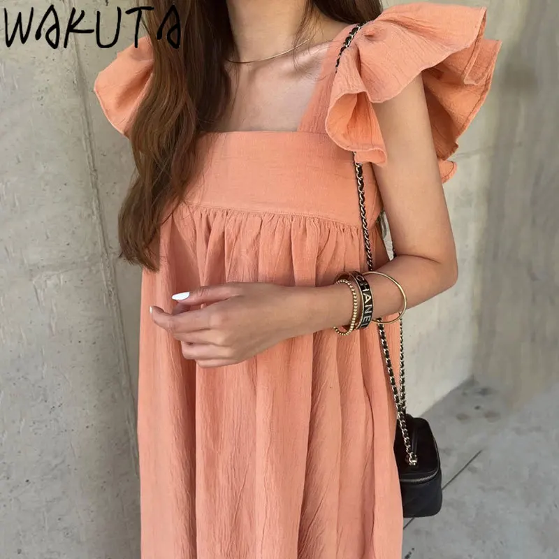 Винтажное модное женское платье WAKUTA летние повседневные свободные платья макси