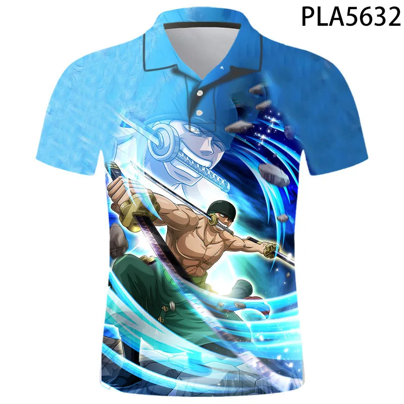 

New Summer 3D Printed Comics One Piece Men Polo Shirt Fashion Streetwear Casual Summer Polo Homme Harajuku Short Sleeve Ropa