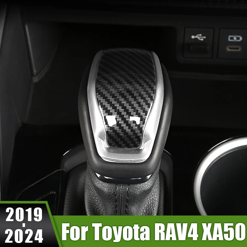 

For Toyota RAV4 XA50 2019 2020 2021 2022 2023 2024 RAV 4 Hybrid ABS Car Interior Gear Head Shift Knob Handle Cover Trim Sticker