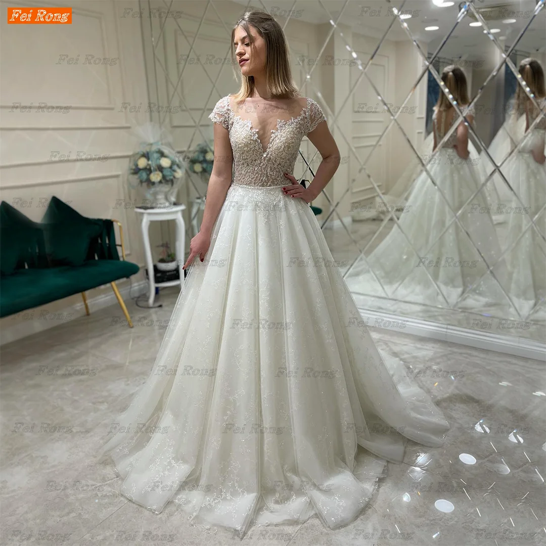 Fashion White Wedding Dress For Women 2022 Vestidos De Novia O Neck Appliqued Beading Lady Bride Dresses Bohemian Suknia Slubna