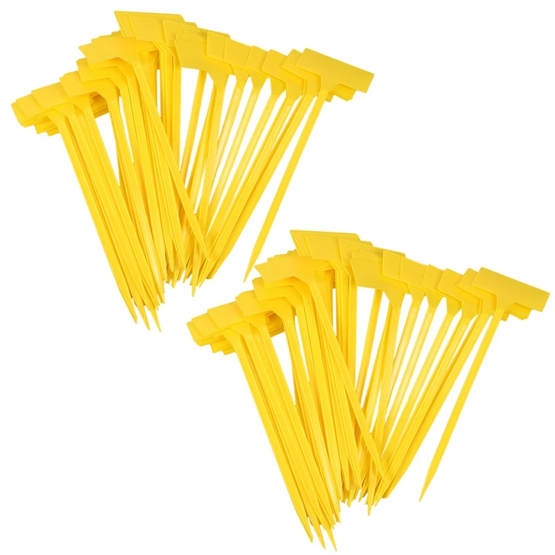 New-Gardens Planting Tools 100 Pcs Bonsai Plastic Plant Labels Garden Labels T-Type Upturned Garden Tags Markers Yellow