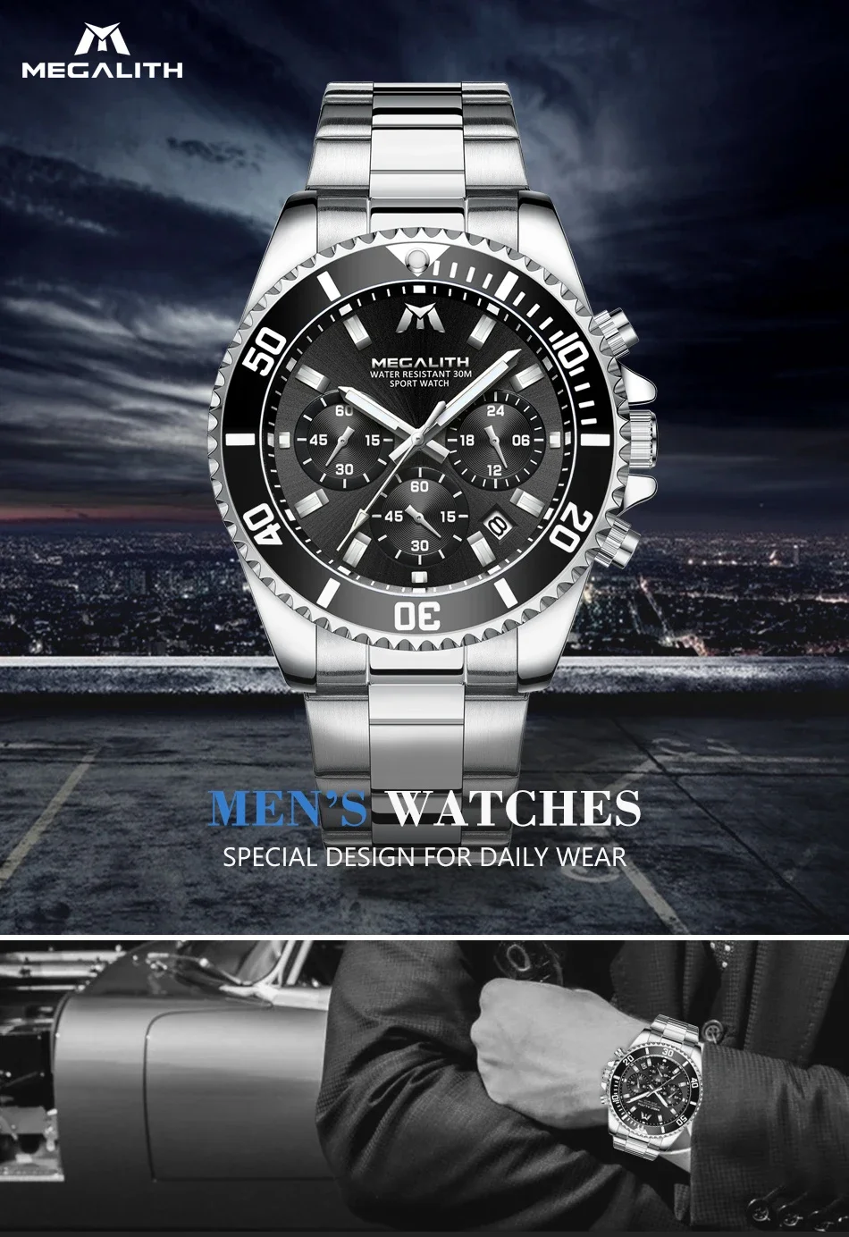 Мужские высококачественные многофункциональные кварцевые часы с шестью