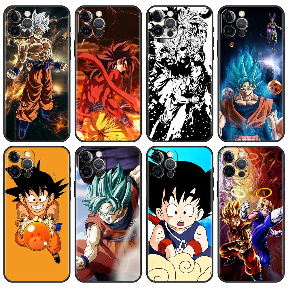 

Estuche Case for Apple iPhone 11 12 Pro 13 Pro Max 8 7 XR X XS Plus 6S SE Black Luxury SmartPhone Funda Dragon Ball Z Super Goku