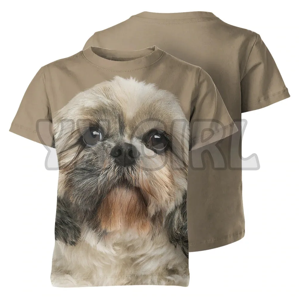2022 Летняя мода Мужская футболка Shih Tzu футболки с 3D принтом по всей поверхности