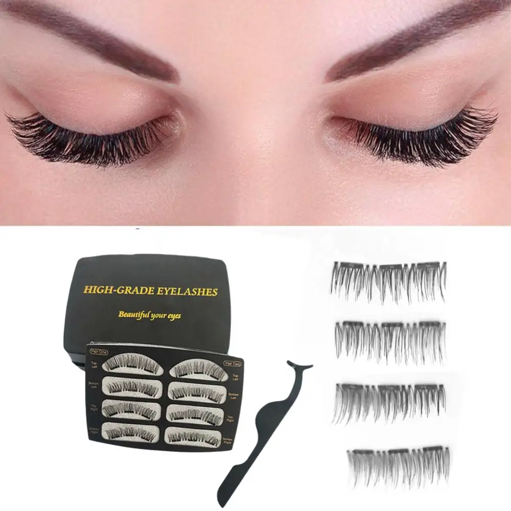 

8Pcs/Set Magnetic 3D Reusable Natural Thick Faux Grafting Eyelashes with Clip