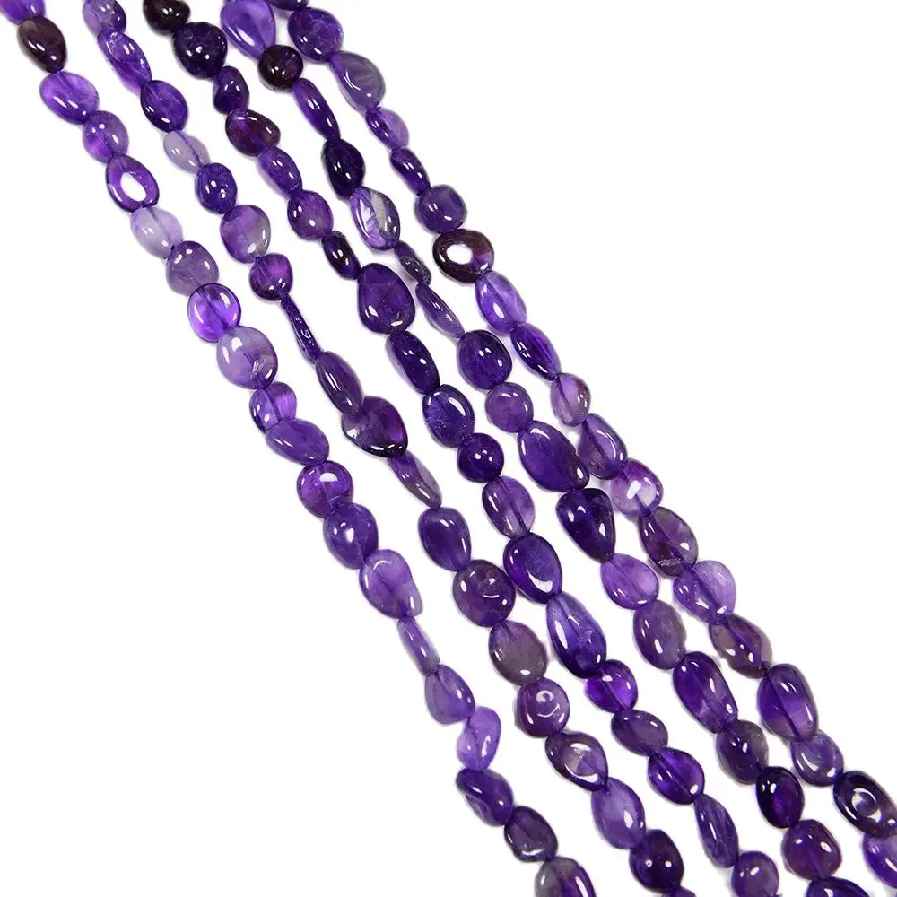 

APDGG 5 Strands Natural Purple Amethyst Smooth Nugget Freeform Oval Loose Beads 15.5" Strand Jewelry Making DIY