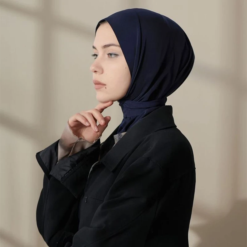 Модные мусульманские шапки-хиджабы однотонный нижний шарф женская вуаль из