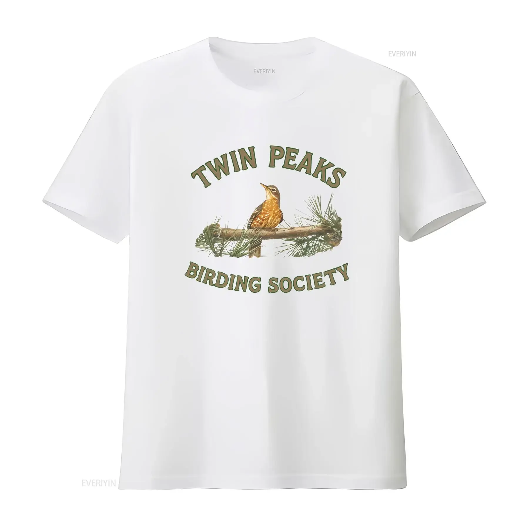 Фото Футболка Twin Peaks Birding Society с изображением Дэвида Линча, забавная, хлопковая, винтажная, с эффектом потертости, для повседневной носки, стритвир, эластичная №4