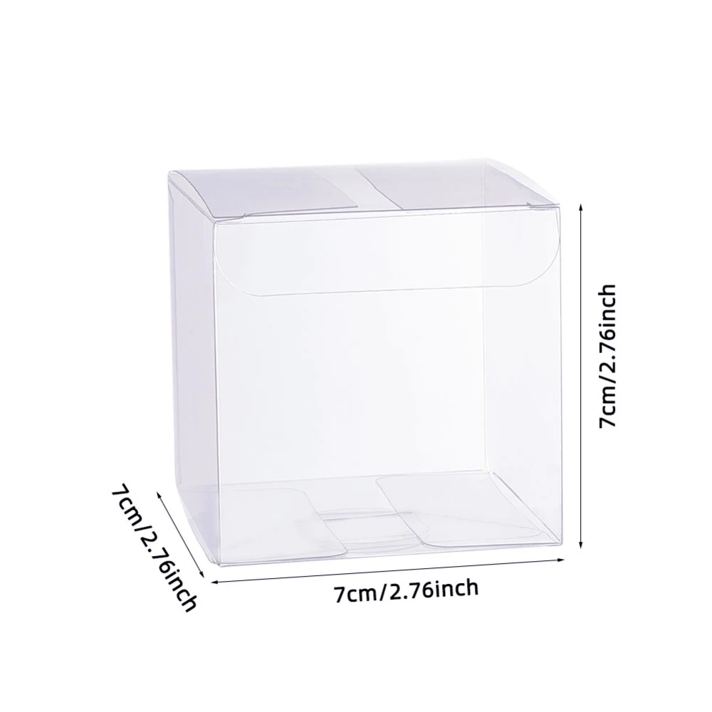30pcs/lot Transparent Plastic PVC Box Gift Packaging 7x7x7cm Square Waterproof Folding Boxes For Wedding Party Supplies Storage
