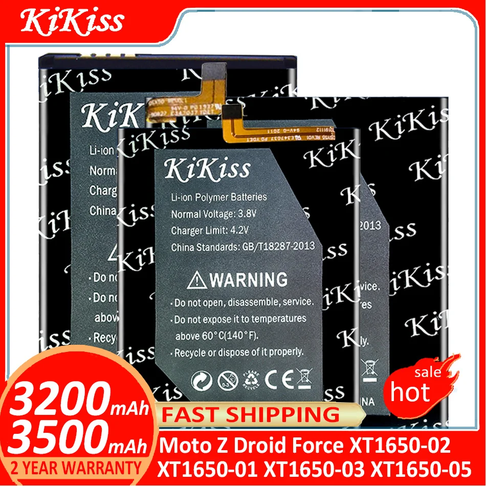 

KiKiss Battery GV40 GV30 GV 40 GV 30 For Motorola Moto Z Droid Force XT1650-02/XT1650-01 XT1650-03 XT1650-05 batteries
