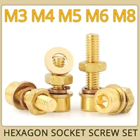 m3 m4 m5 m6 m8 copper cup head hexagon socket screw set brass bolt flat gasket spring washer nut combination screws