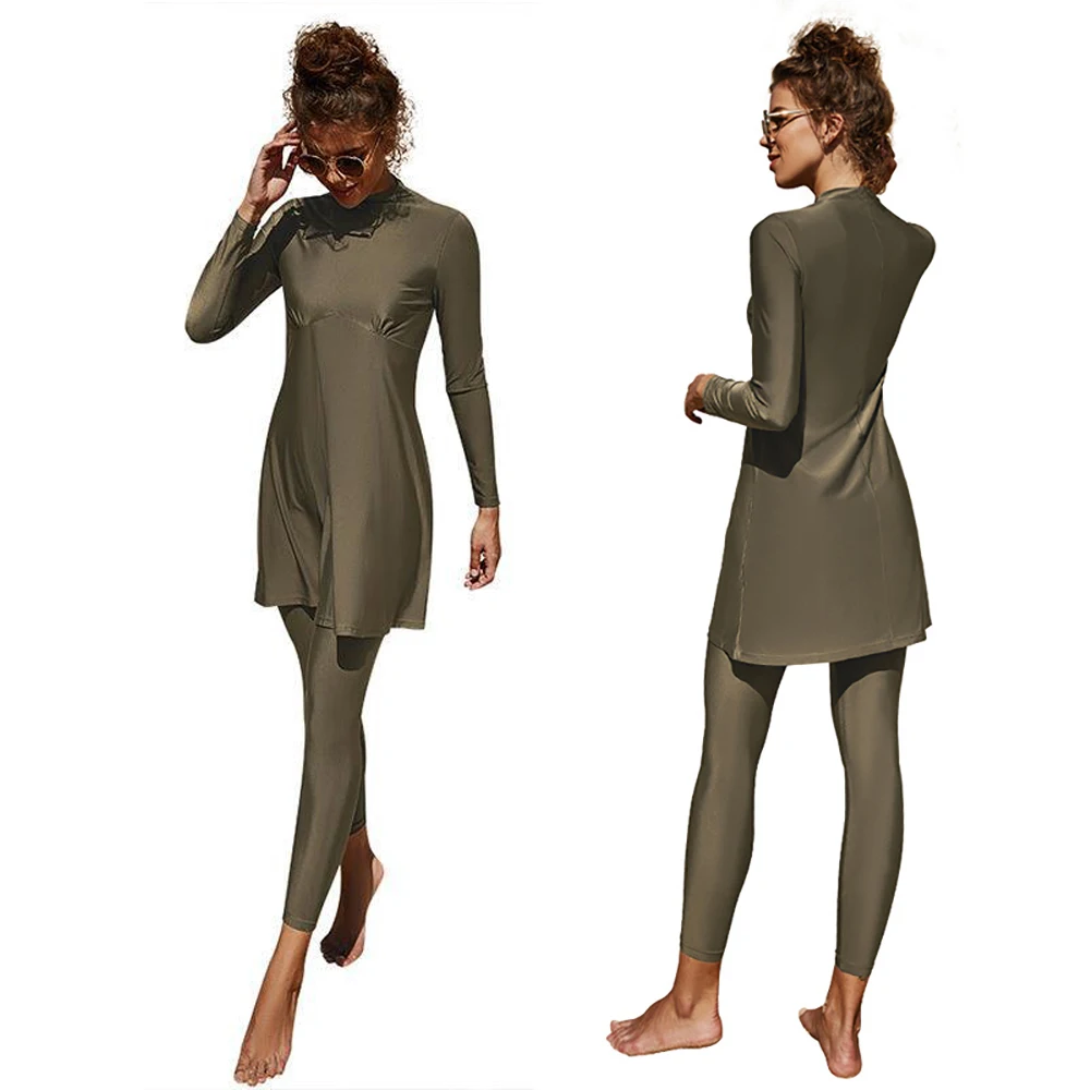 

Летние мусульманские купальники Burkini, Быстросохнущий купальник с длинным рукавом, женский купальник из двух частей большого размера, консервативный купальный костюм для пляжа и серфинга