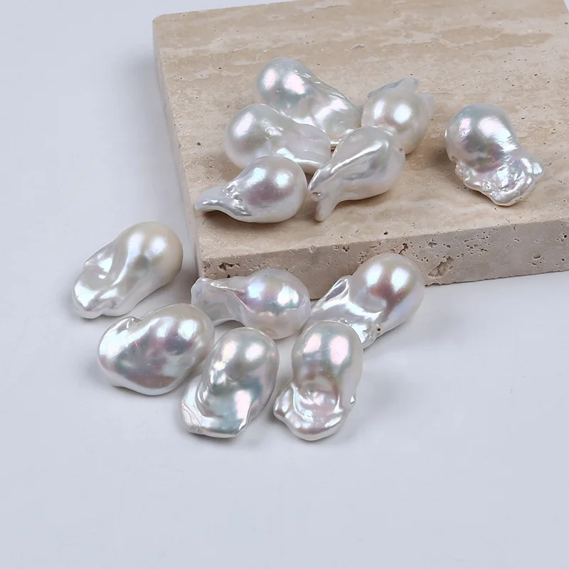 

Wholesale Natural White Freshwater 16-18mm Large Size Baroque Flameball Fireball Loose Pearls Jewelry
