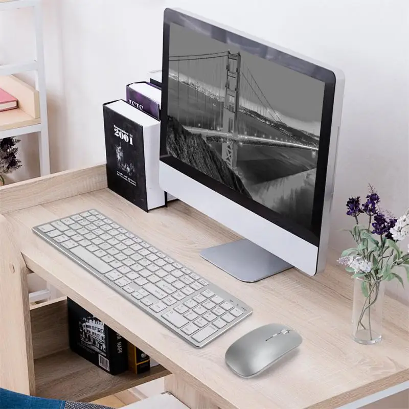 

Wireless bluetooth-compatible Dual-mode Keyboard And Mouse Set Rechargeable Mute for Notebook Desktop Computer General Offic PC
