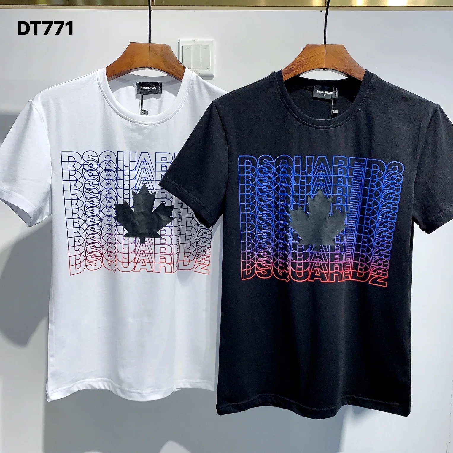 

2023 trendy short-sleeved DSQUARED2 WANT T-shirt summer men's trendy slim men's all-match printing black and white two colors