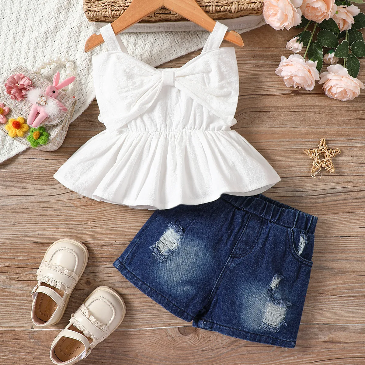 

Комплекты одежды для девочек, лето 2023, детское платье принцессы, топы, джинсовые шорты, костюм из двух предметов для маленьких девочек, костюм для детей 6 лет