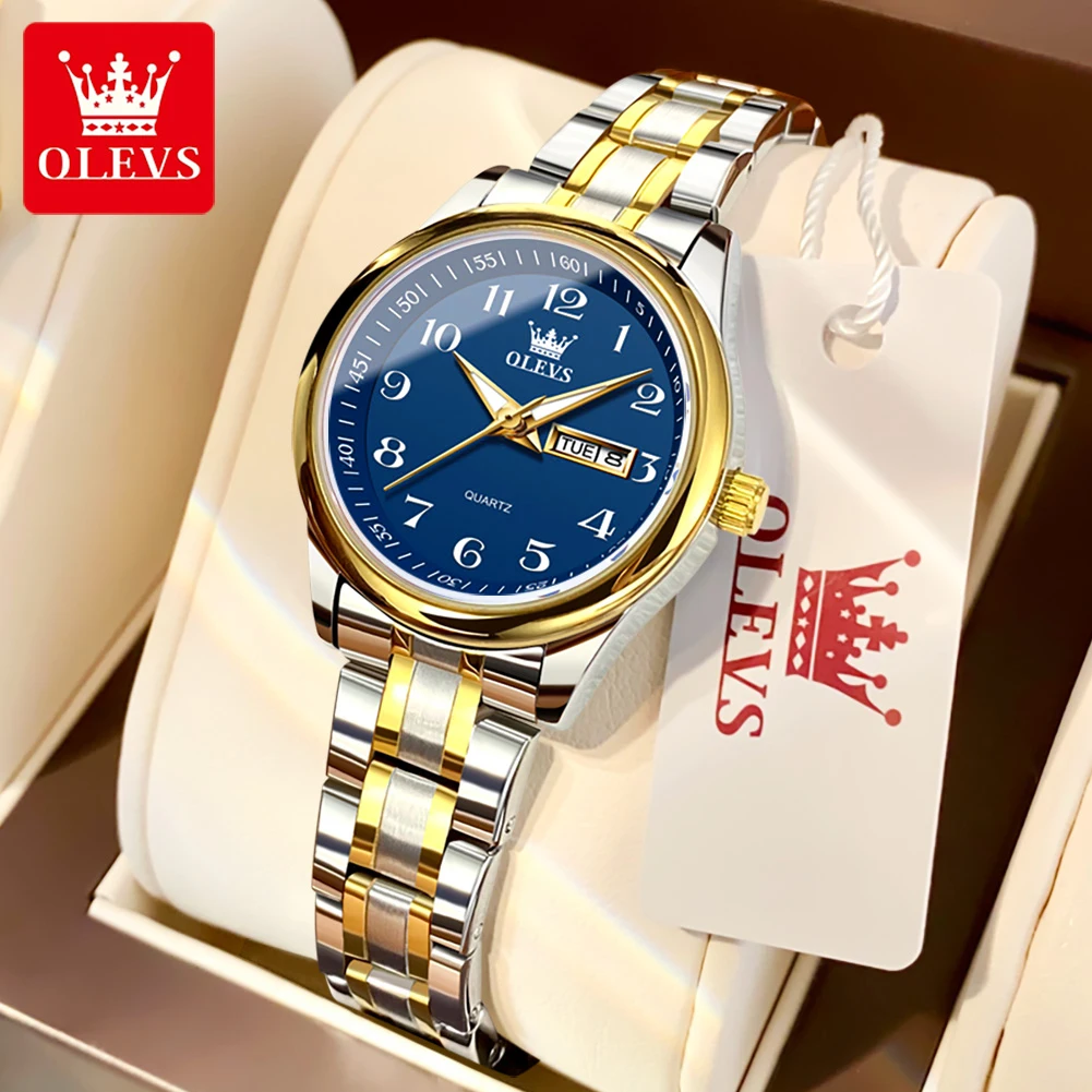 OLEVS Women's Watches Simple Elegant Wristwatch Light Luxury Watch for Ladies Set Roman Number Dial Waterproof Luminous Date