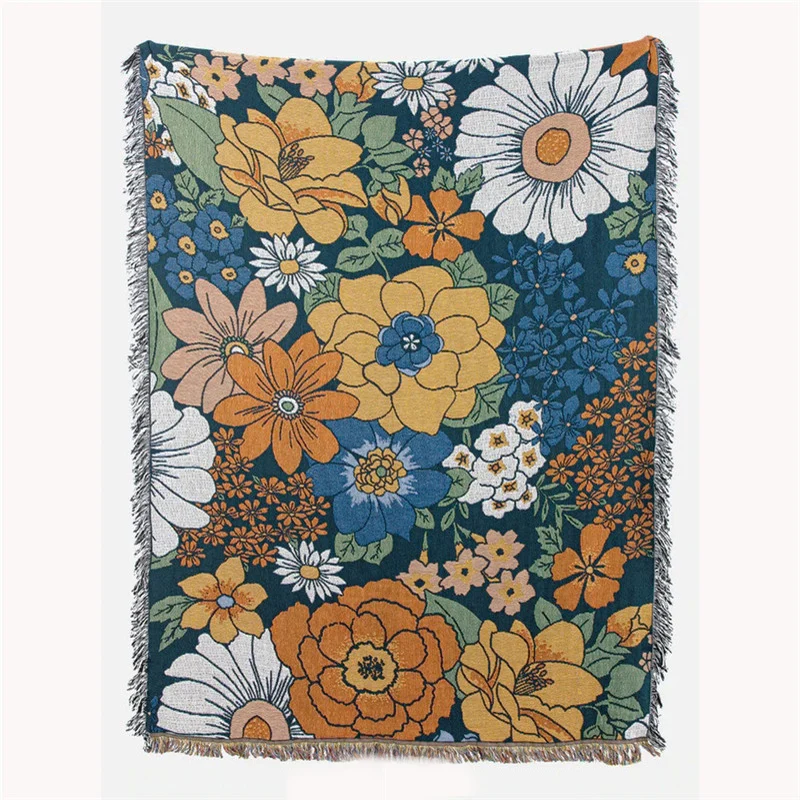Southeast Blooming Throw Blanket Multifunction Sofa Covers Cobertor Dust Cover Air Conditioning Retro Geometry Blankets For Bed