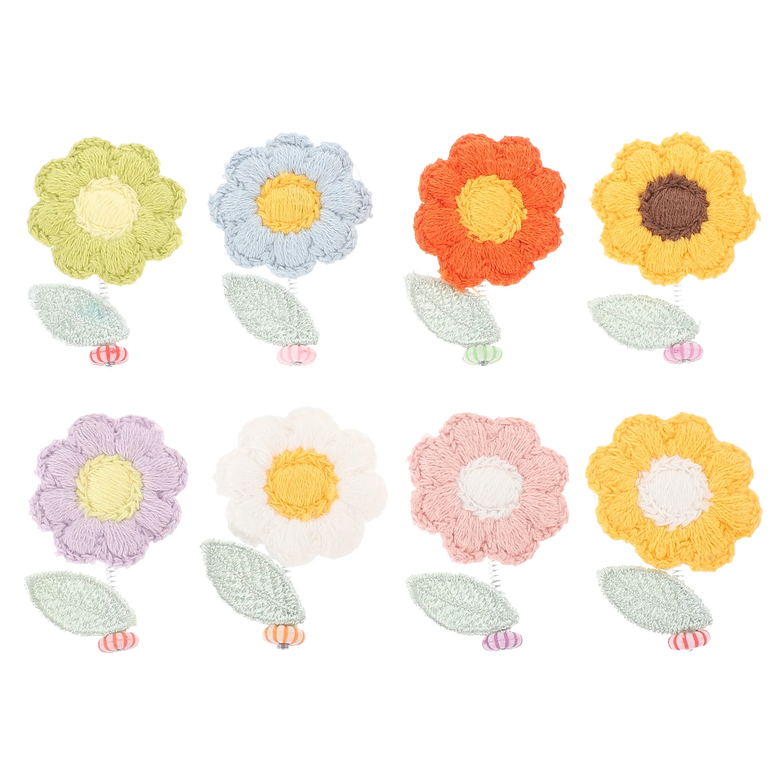 

8pcs Knitted Flower Adornments Coil Spring Shaking Head Flower for Car Home Desk