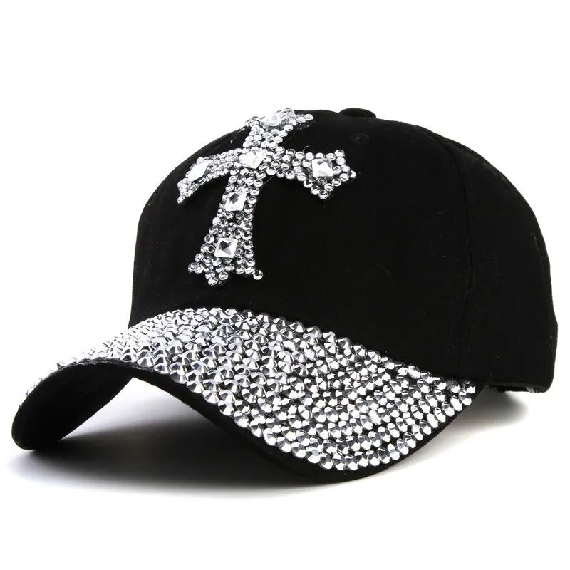 New Black Rhinestone Baseball Cap Fashion Hip hop Cap Cross-labeling Men Women's Baseball Caps Sun Caps Super Quality Unisex Hat