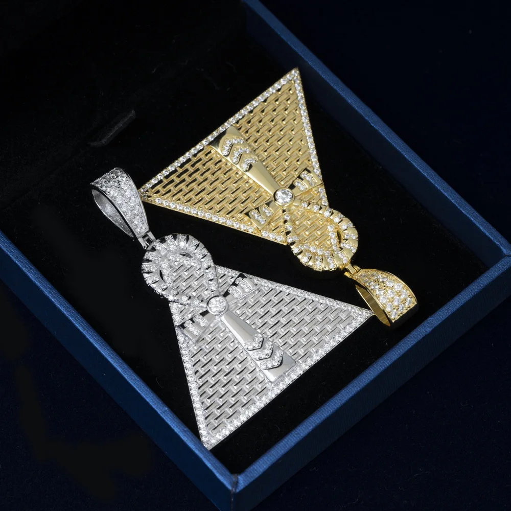 Moissanite Egyptian Cross Pyramid Pendant Necklace For Men S925 Silver Iced Out Necklaces Women Jewelry Pass Tester With GRA