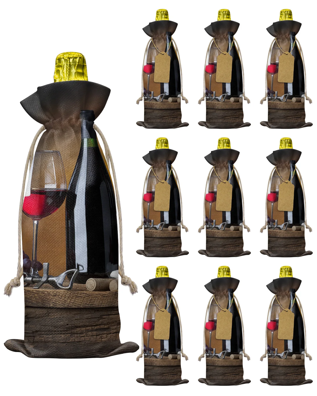 

10 шт. винный бокал, винная сумка, Рождественский Декор для дома, чехол для винной бутылки, Свадебный декор для вечеринки, Винные сумки