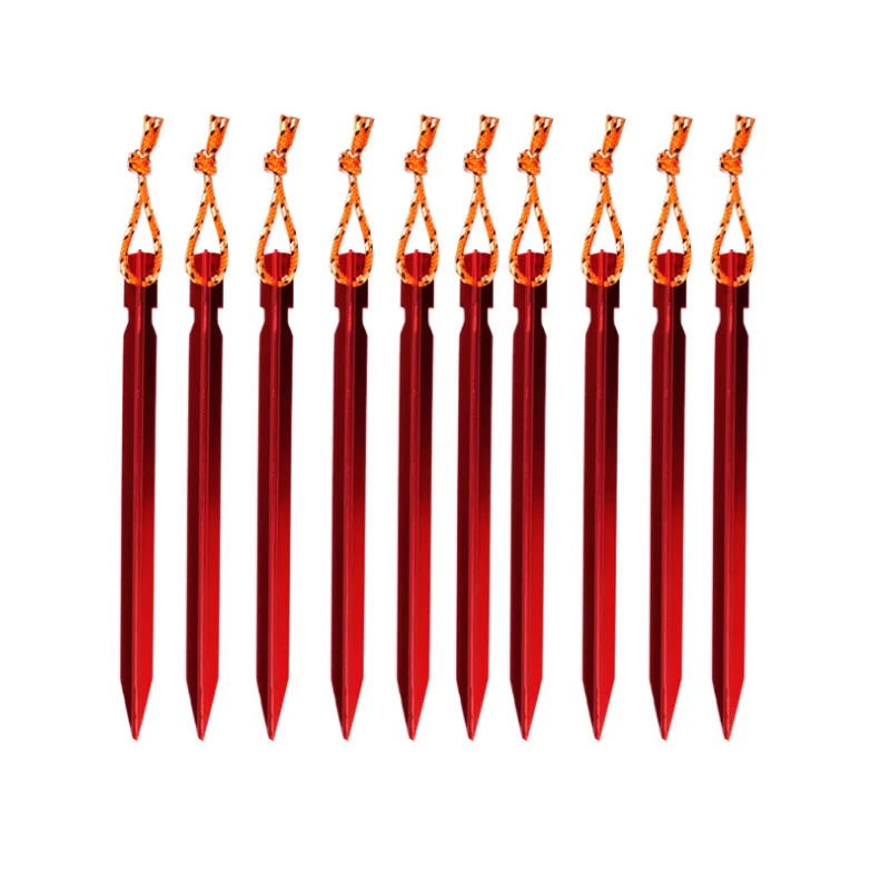 

6 pcs Tent pile aluminum alloy outdoor ultra-light tent accessories three-sided V-shaped ground nail 18cm