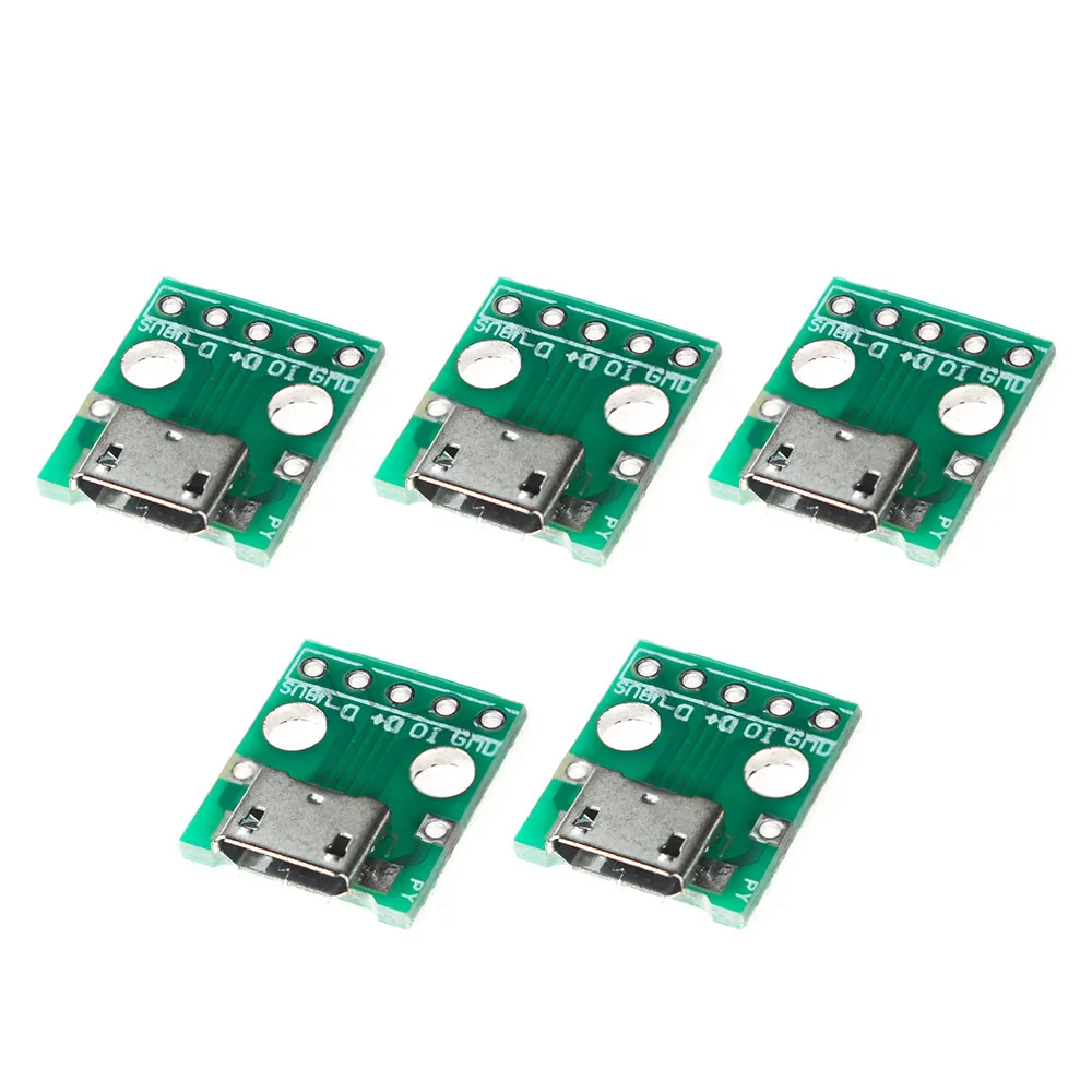 

5PCS MICRO to DIP 5P PCB Test board MICRO USB Female 2.54mm PCB board
