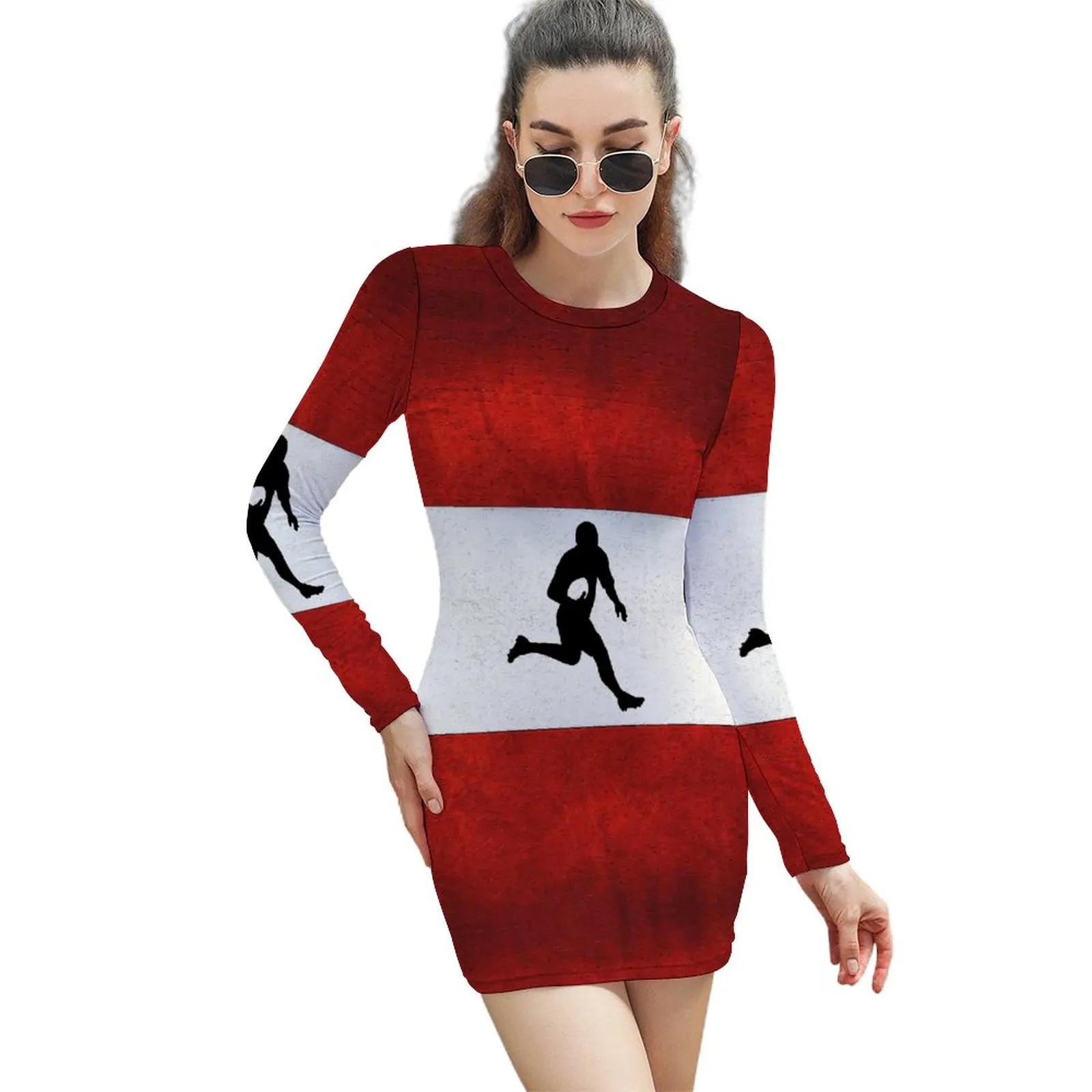 

Sexy Woman's Dress Dress Austrian Rugby Long-sleeved Sheath Dress Vintage Vacations Funny Novelty