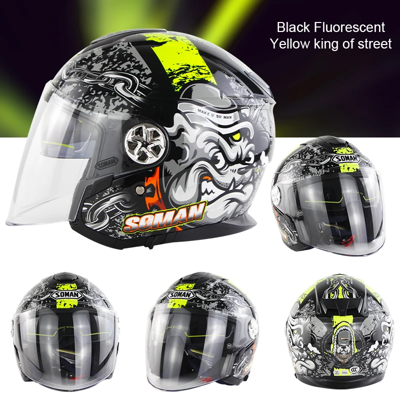 Electric Motorcycle Helmet Vespa Open Face Capacetes De Moto Sun Visor Motorbike Scooter Unisex Casco SM519 enlarge